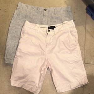 Two pairs Chino shorts - gray and light pink, perfect for vaca, spring & summer!